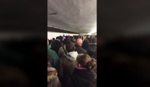 Les supporters français évacuent le stade en chantant "La Marseillaise" lors de l’attentat