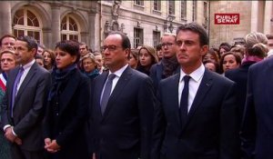 François Hollande. Minute de silence à la Sorbonne