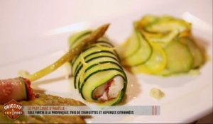 Le plat d'Annaëlle : sole farcie à la provençale, trio de courgettes et asperges citronnées