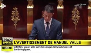 Attentats: "un risque d'armes chimiques ou bactériologiques", avertit Manuel Valls