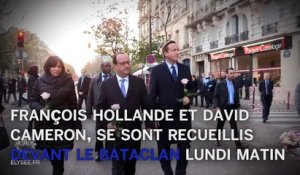 Cameron et Hollande se recueillent devant le Bataclan