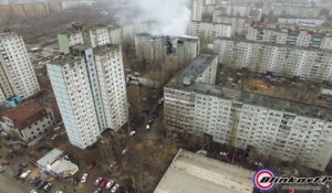 Explosion de Gaz dans un immeuble russe filmé avec un drone