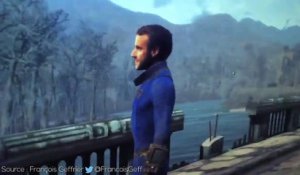 Le ministre Emmanuel Macron modélisé dans Fallout 4