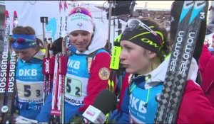 Biathlon : la réaction pleine de joie des Françaises, vice-championnes du monde