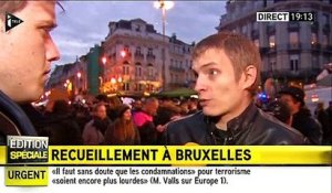 Attentats: Un jeune belge et l'envoyé spécial de iTélé se font fait un "calin", en direct, en signe de solidarité