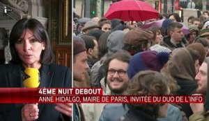 #NuitDebout : "On a besoin d’espaces d’intervention des citoyens mais aussi de règles", selon la Maire de Paris Anne Hidalgo...