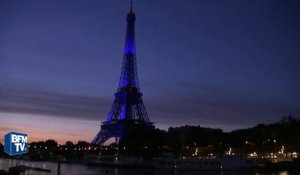 La tour Eiffel s'illumine de bleu-blanc-rouge en jour d'ouverture de l'Euro