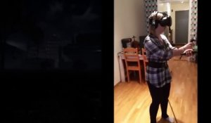 Terrorisée, elle perd ses moyens en jouant avec un casque de réalité virtuelle à un jeu de zombies