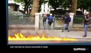Haine anti-flic : Une voiture de police incendiée en marge de la manifestation (Vidéo)