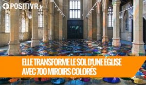 Liz West transforme le sol d'une église avec 700 miroirs colorés