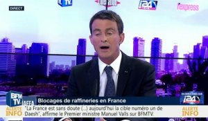 Raffineries: "Nous allons continuer à évacuer un certain nombre de sites", promet Valls