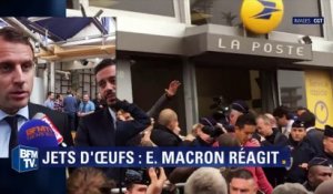 Jets d'oeufs: Macron dénonce "les comportements inacceptables" d'"agitateurs professionnels"
