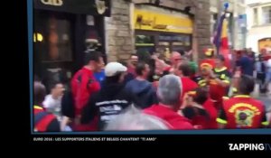 Euro 2016 : Des supporters italiens et belges chantent ensemble "Ti Amo" dans les rues de Lyon (Vidéo)