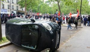 Voiture retournée lors de la manifestation du 14 juin à Paris  - Vidéo 360°