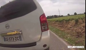 La mauvaise foi d'une automobiliste qui percute un motard en marche arrière