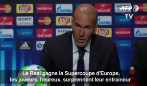 Supercoupe d'Europe: Zidane surpris dans la joie par ses joueurs