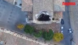 Italie: un drone survole les bâtiments dévastés par le séisme