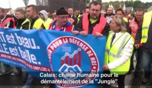 Calais: chaîne humaine pour le démantèlement de la "Jungle"