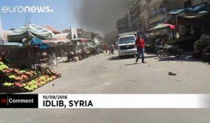 Syria: Young child being rescued – Jets struck a market place