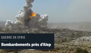 Images des bombardements violents sur la province d'Alep en Syrie