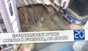 Effondrement d'une avenue à Fukuoka, au Japon