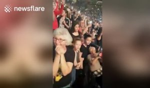 Grandma gets very excited about seeing Robbie Williams live