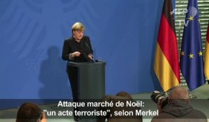 Merkel: l'attaque sur un marché de Noël est "un acte terroriste"