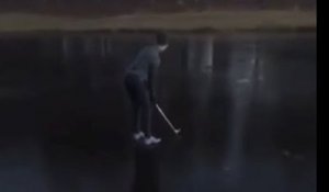 Voilà pourquoi il ne faut pas jouer au golf sur un lac gelé !