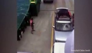 Le frein à main pas enclenché, la voiture tombe du bateau !