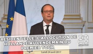 Présidentielle: L'allocution de Hollande au lendemain du premier tour