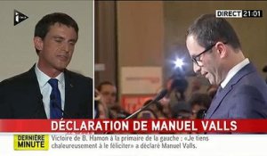 Benoît Hamon démarre son discours alors que Manuel Valls n'a pas terminé le sien
