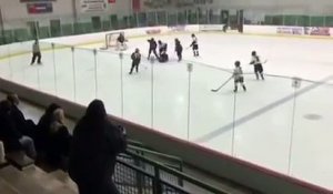 Ce père s'énèrve au Hockey et explose une vitre de protection en plein match
