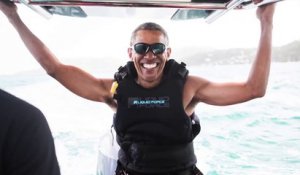 Barack Obama s'initie au kitesurf avec Richard Branson
