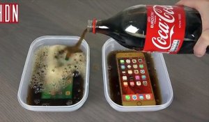 Samsung Vs iPhone : quel smartphone va résister au petit bain glacé de Coca Cola ?