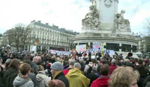 Contre-manifestation à Paris pendant le rassemblement pro-Fillon
