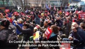 Des Sud-Coréens célèbrent la destitution de la présidente