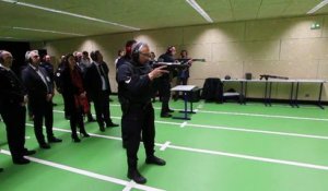 Périgueux, le 21 mars 2017. Le nouveau stand de tir de l'Ecole nationale de police inauguré