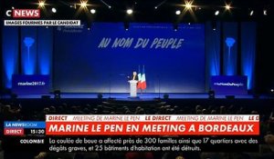 En meeting à Bordeaux, Marine Le Pen prend pour cible les médias et fait huer BFM TV par le public