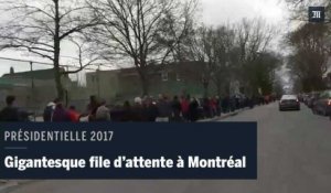 Election présidentielle 2017 : la longue, très longue file d'attente pour voter à Montréal