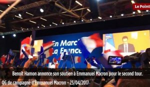Réaction des militants d'En Marche quand Benoît Hamon annonce son soutien à Emmanuel Macron