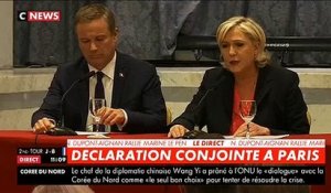 Conférence de presse Marine Le Pen et Nicolas Dupont-Aignan le 29 avril 2017