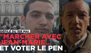 "Marine Le Pen et son père ? Le fond est le même" estiment des manifestants dans le défilé de Jean-Marie