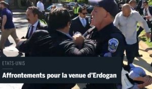 Affrontements violents entre les gardes du corps d'Erdogan et des manifestants