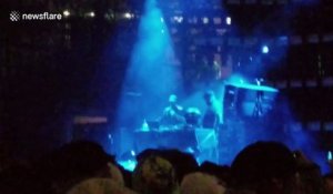Deadmau5 entertains the crowd after power failure at concert
