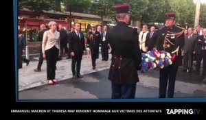 Emmanuel Macron et Theresa May sortent de France-Angleterre pour rendre hommage aux victimes des attentats (vidéo)