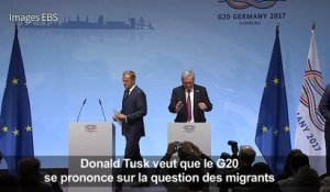 Migrants: Tusk dénonce l'hypocrisie de certains membres du G20