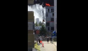 Un ouvrier bloqué dans un incendie,sauvé par un grutier !!