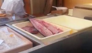 Un filet de poisson se débat