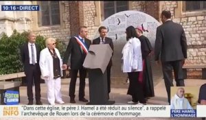 Saint-Etienne-du-Rouvray: Emmanuel Macron inaugure la plaque en hommage au Père Hamel