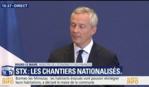 La nationalisation temporaire de STX "coûtera environ 80 millions d'euros à l'Etat", annonce Le Maire
